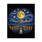 Piper Night Landing – Matte Vertical Poster (Starry Moon Flight Art)