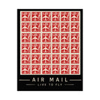 Air Mail Poster — "Live to Fly" Vintage Stamp Travel Print