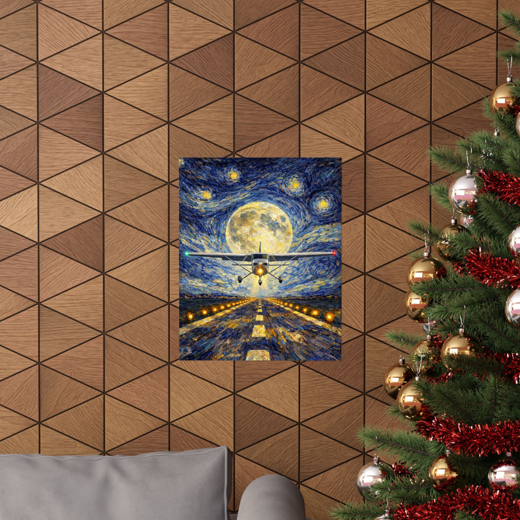 Cessna Starry Night Matte Vertical Art Print