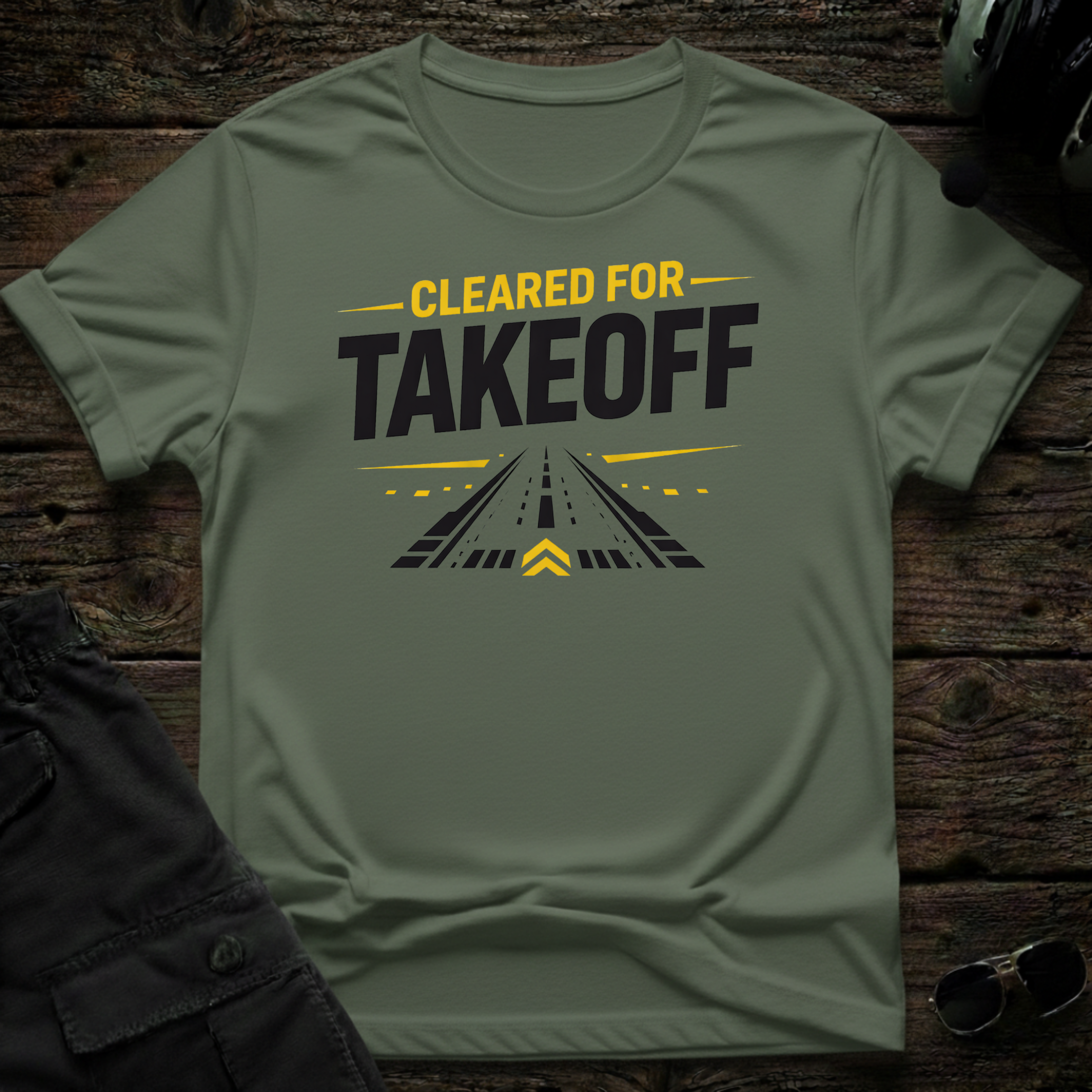Cleared for Take-Off 2 front view - premium aviation tee for pilots