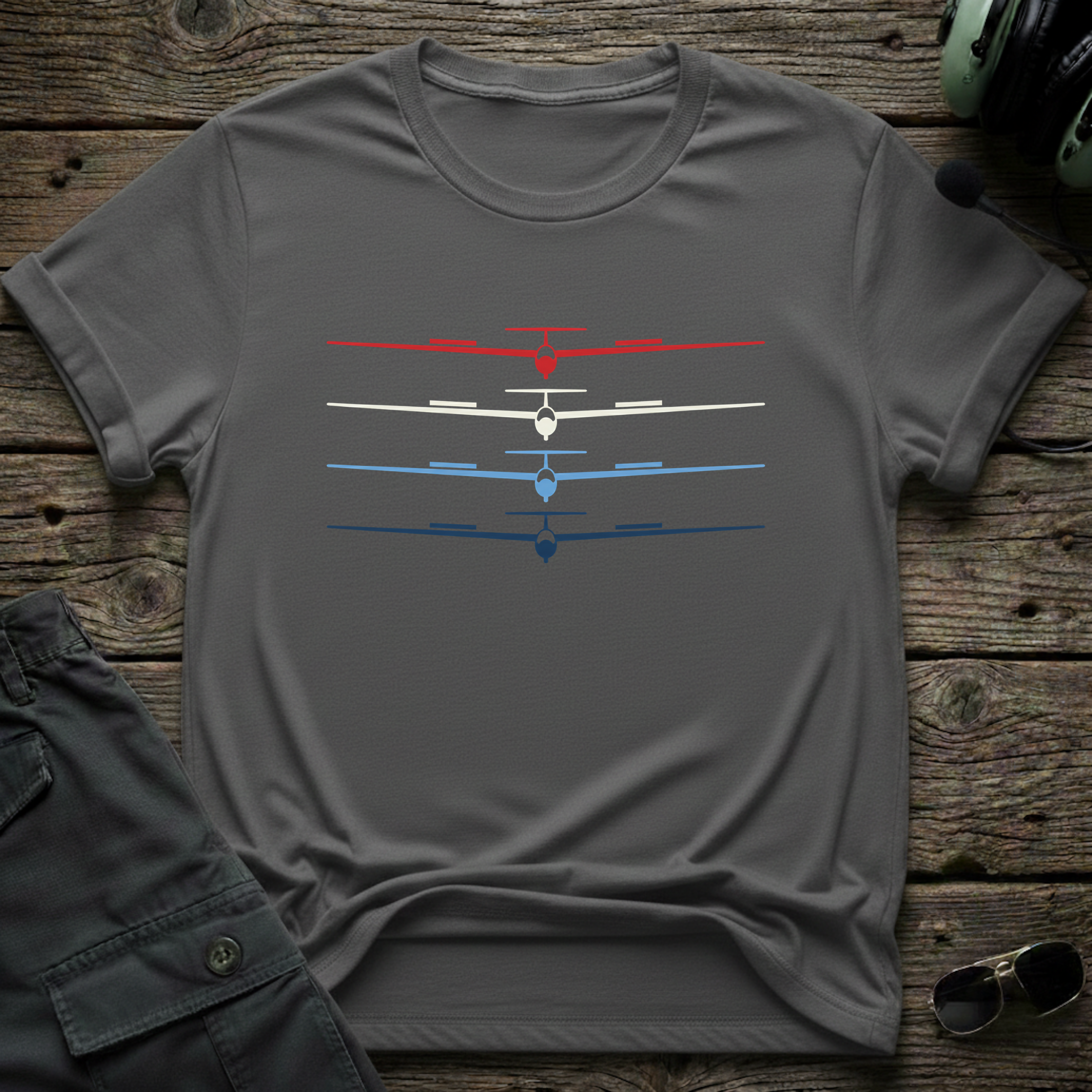 RWB Glider lifestyle shot - Gildan 64000 ring-spun cotton aviation shirt