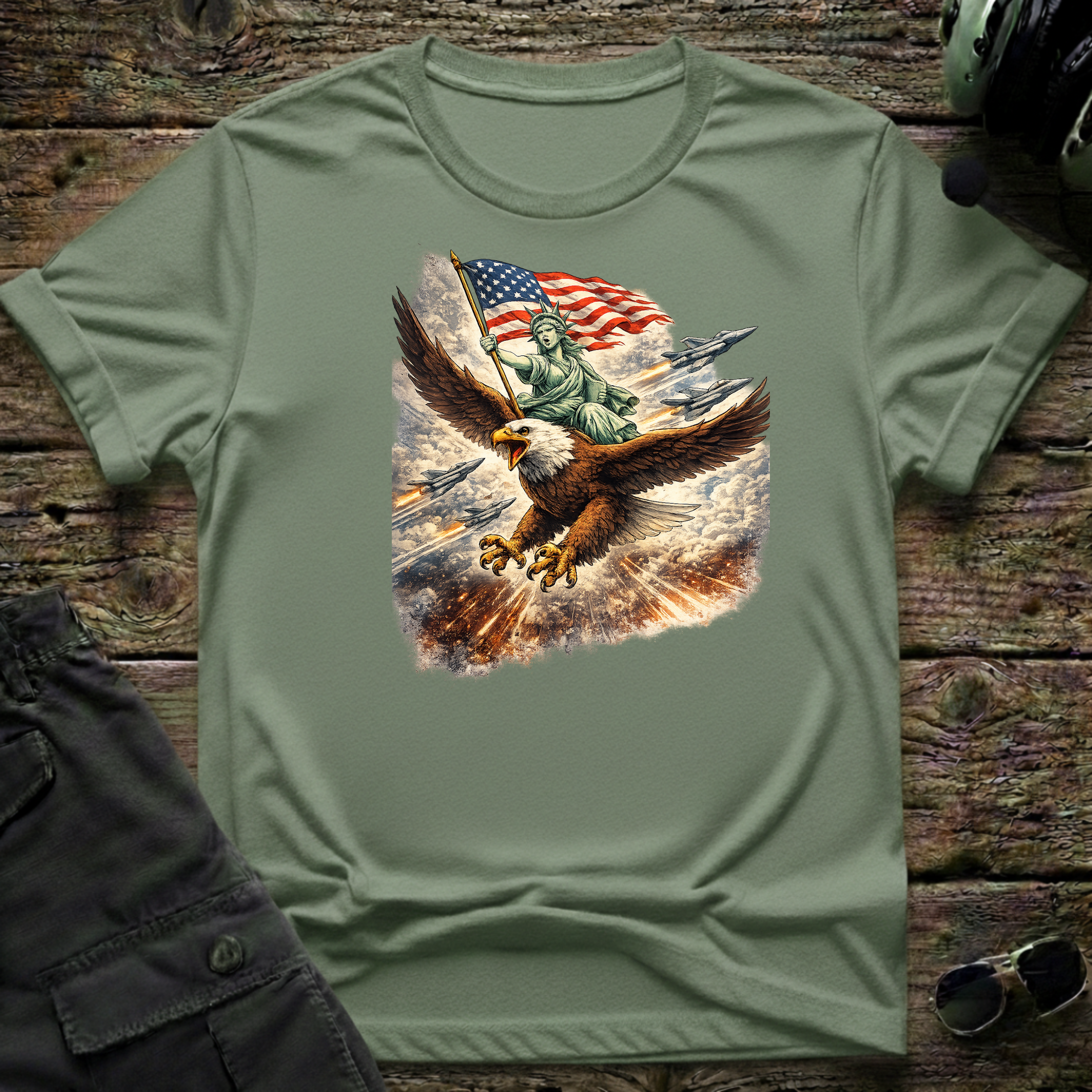 Patriotic Eagle & Flag — aviation apparel