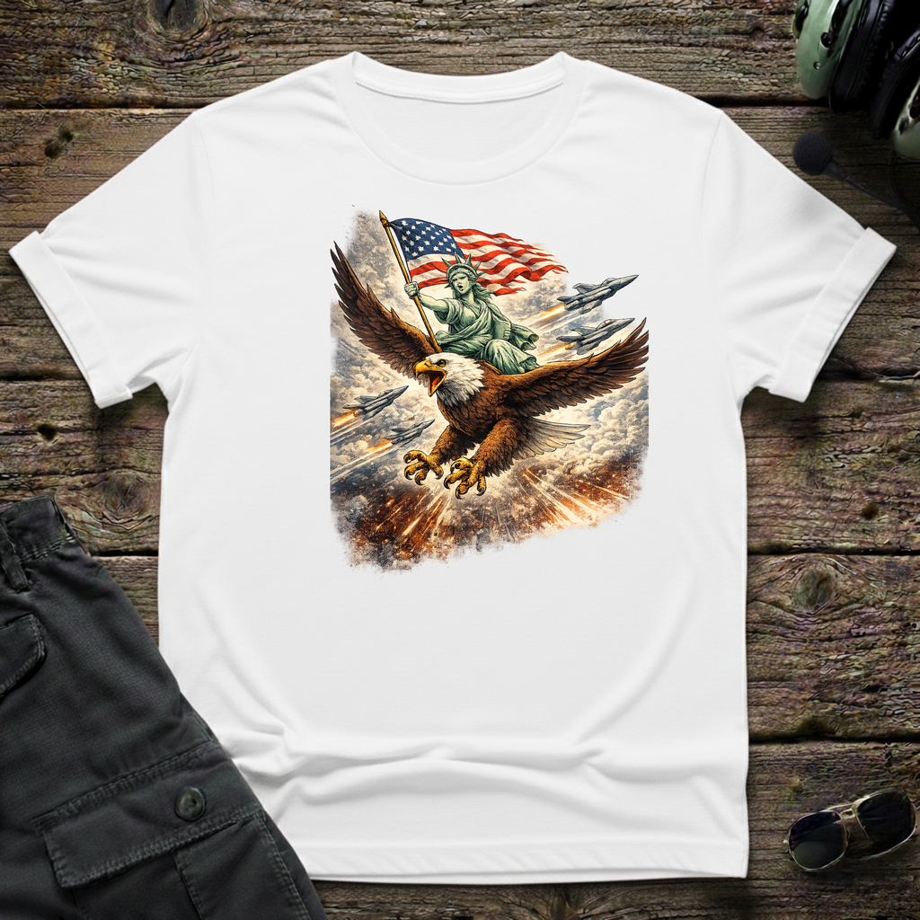 Patriotic Eagle & Flag — aviation t-shirt