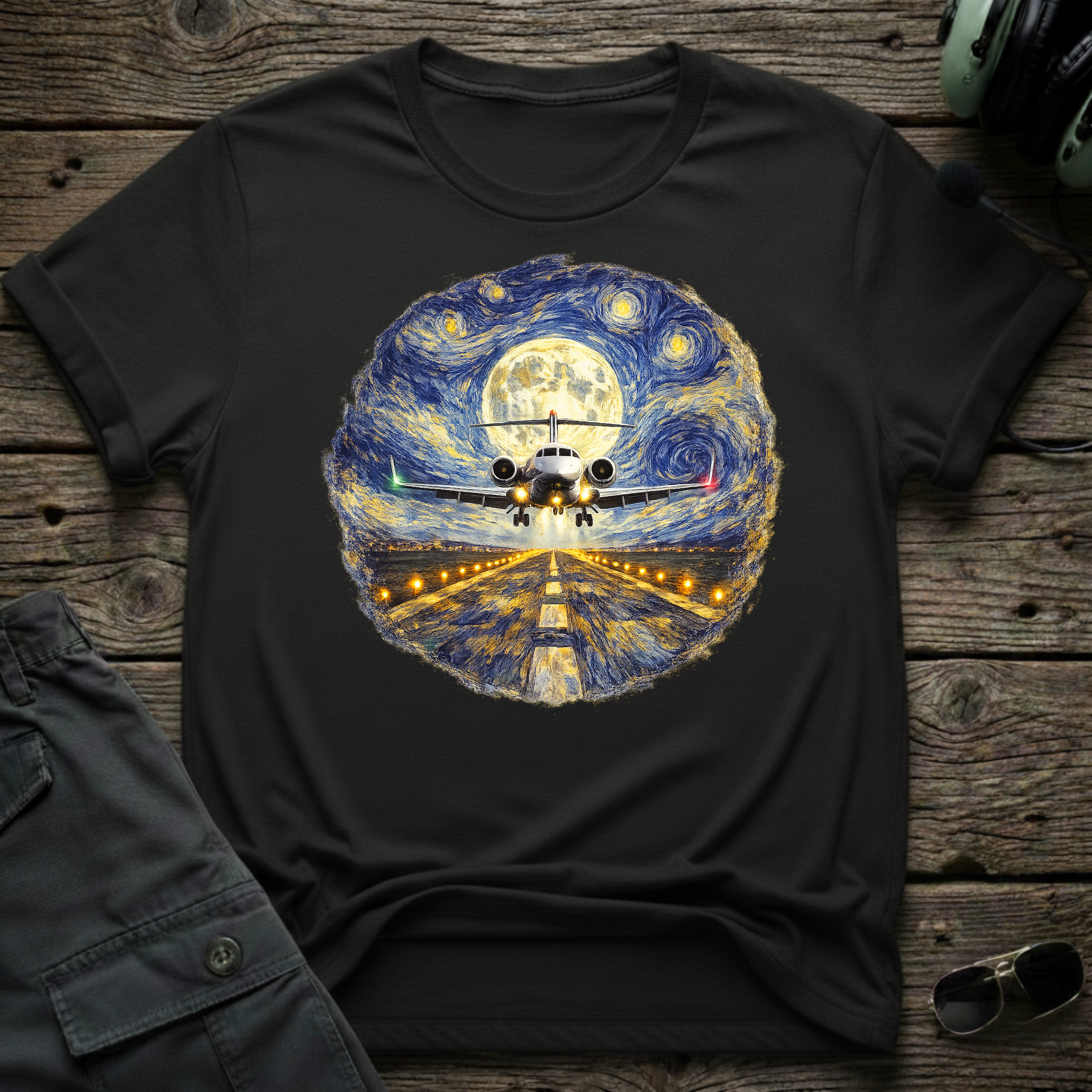 Gulfstream Starry Night lifestyle shot - Gildan 64000 ring-spun cotton aviation shirt