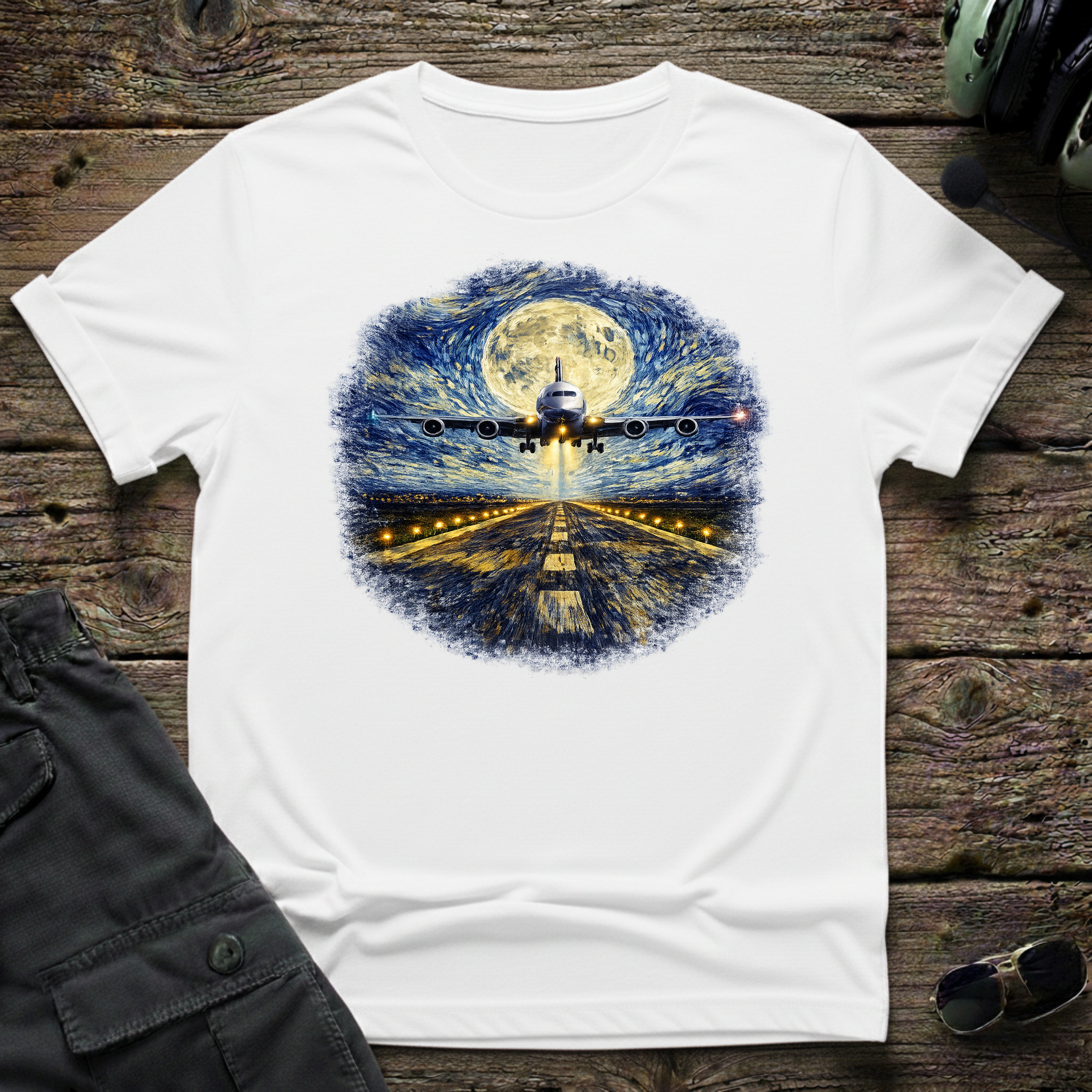 AirBus Starry Night front view - premium aviation tee for pilots