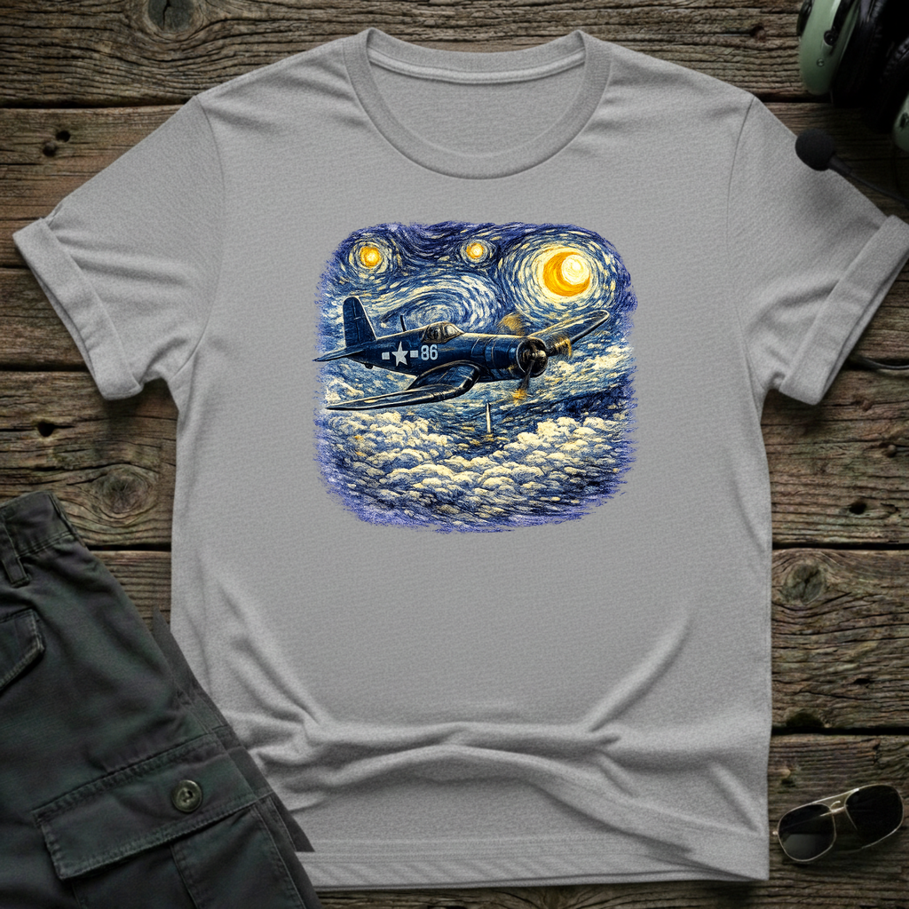CorsairStarry Night lifestyle shot - Gildan 64000 ring-spun cotton aviation shirt