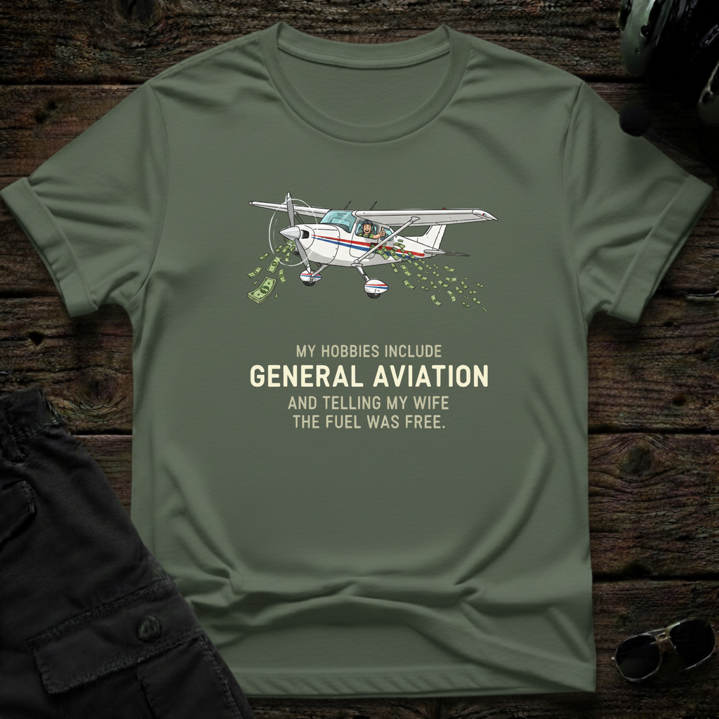 Cleared4Tees Free Fuel shirt - perfect gift for private pilots and aviation enthusiasts