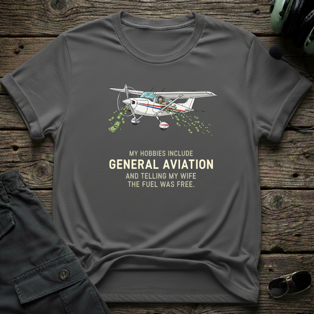 Free Fuel unisex t-shirt - premium cotton aviation humor shirt for pilots