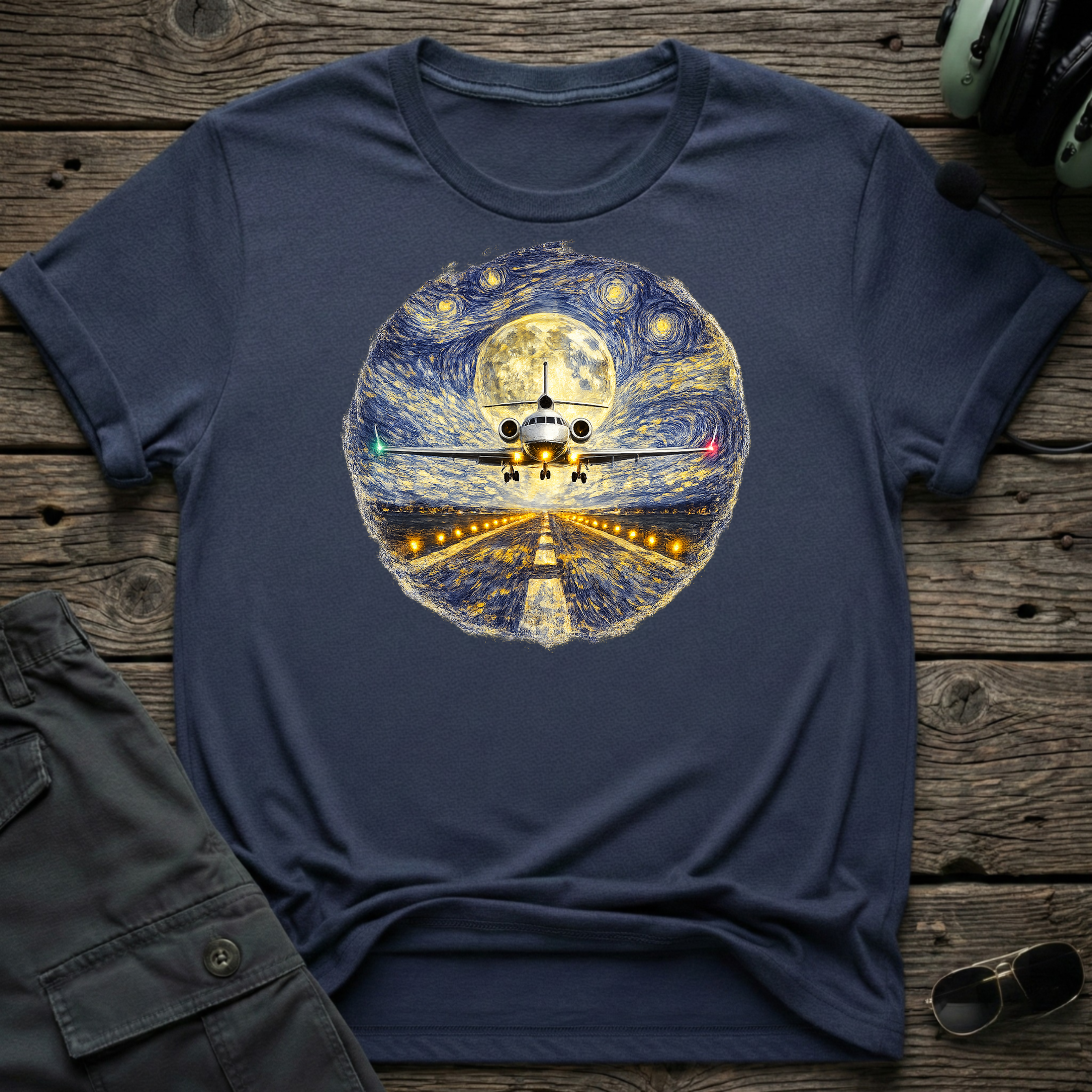 7X Starry Night T-Shirt - premium aviation art gift for pilots and travelers