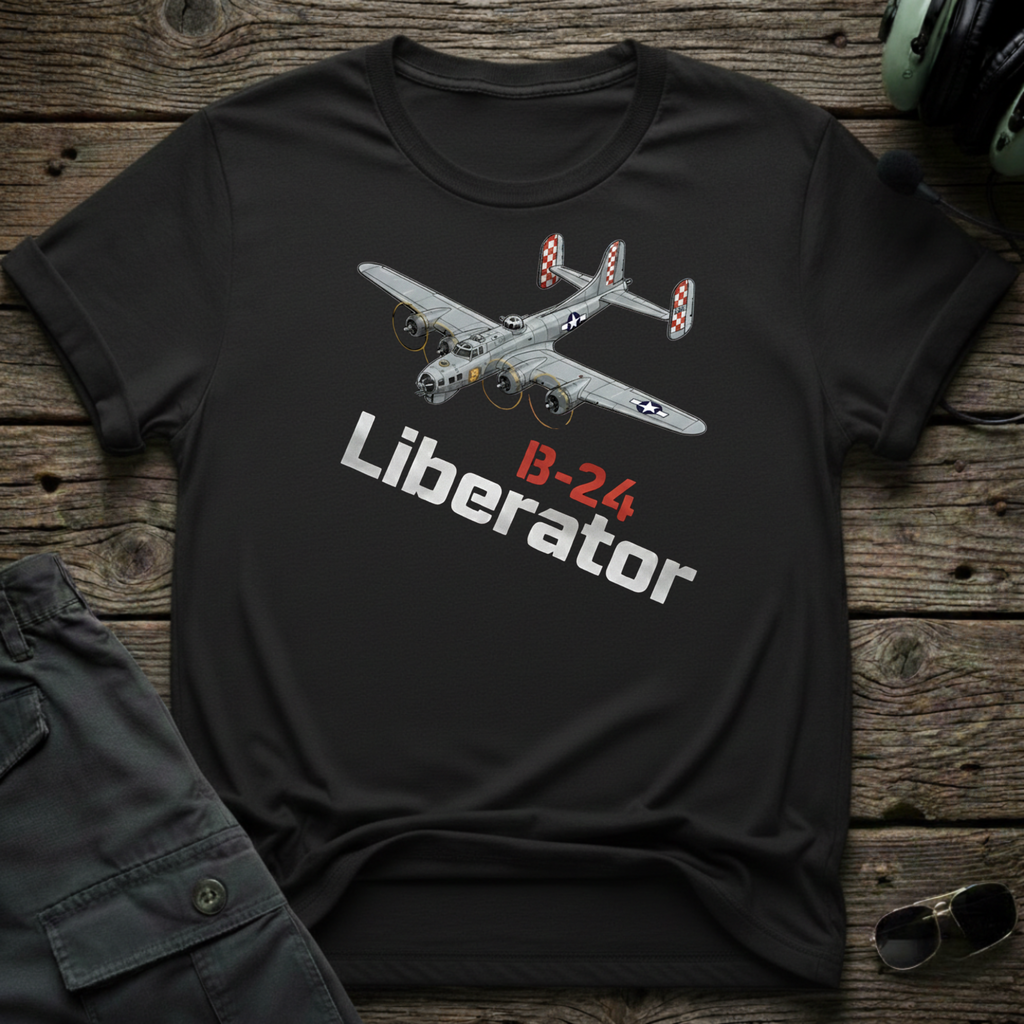B24 Liberator lifestyle shot - Gildan 64000 ring-spun cotton aviation shirt