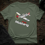 P-51 Mustang front view - premium aviation tee for pilots