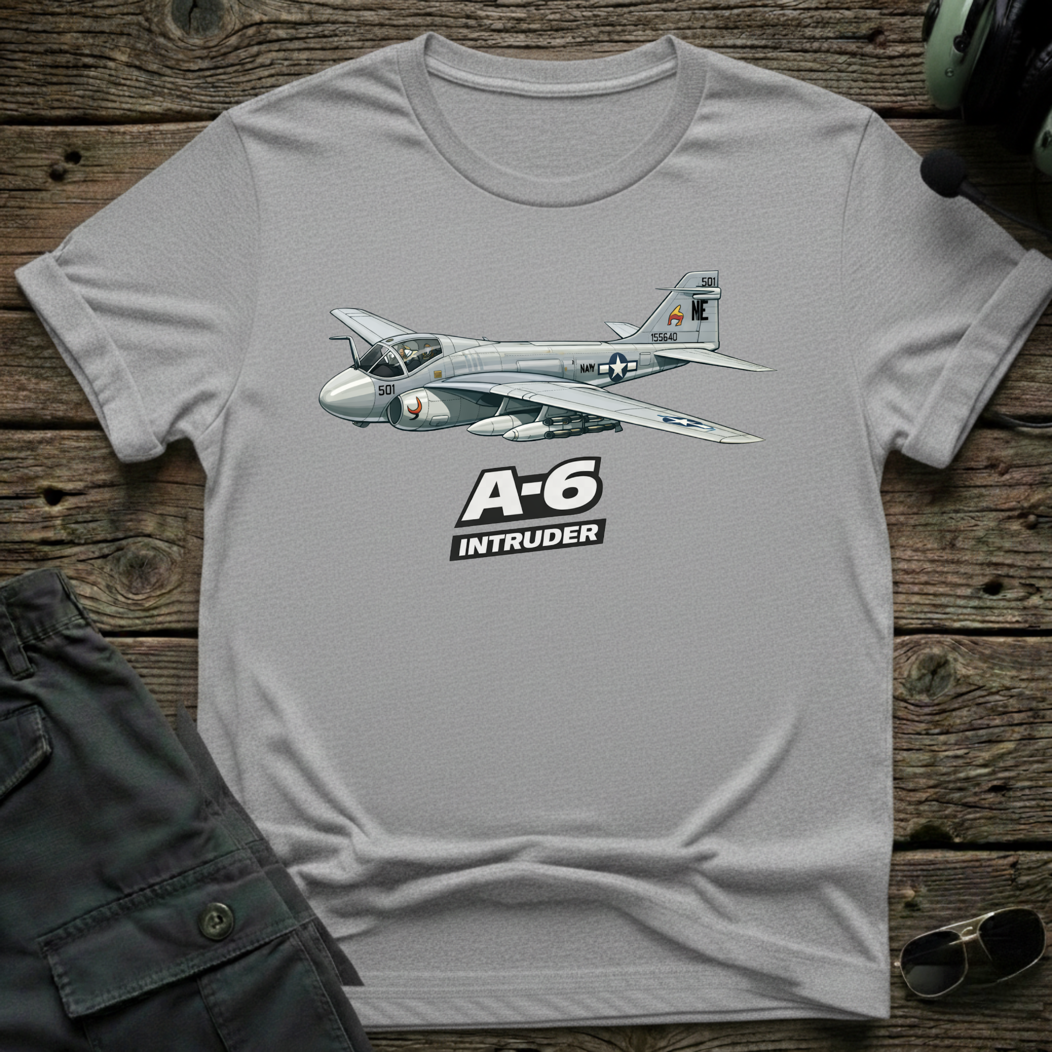 A6 Intruder front view - premium aviation tee for pilots