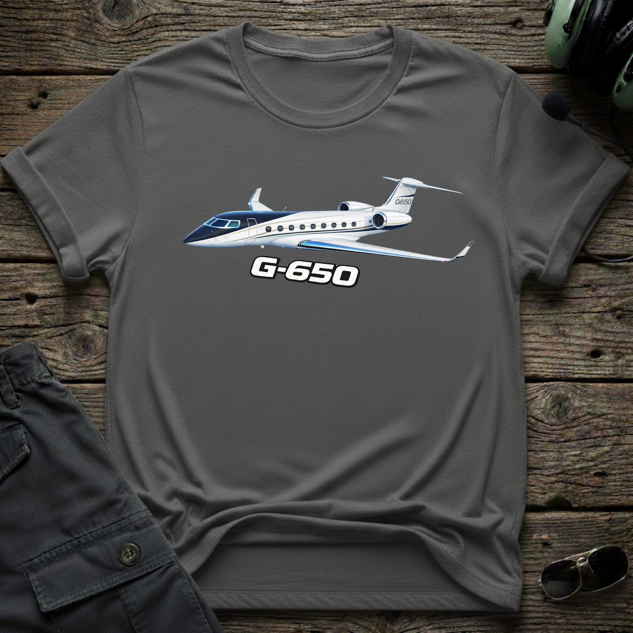 Gulfstream G650 front view - premium aviation tee for pilots