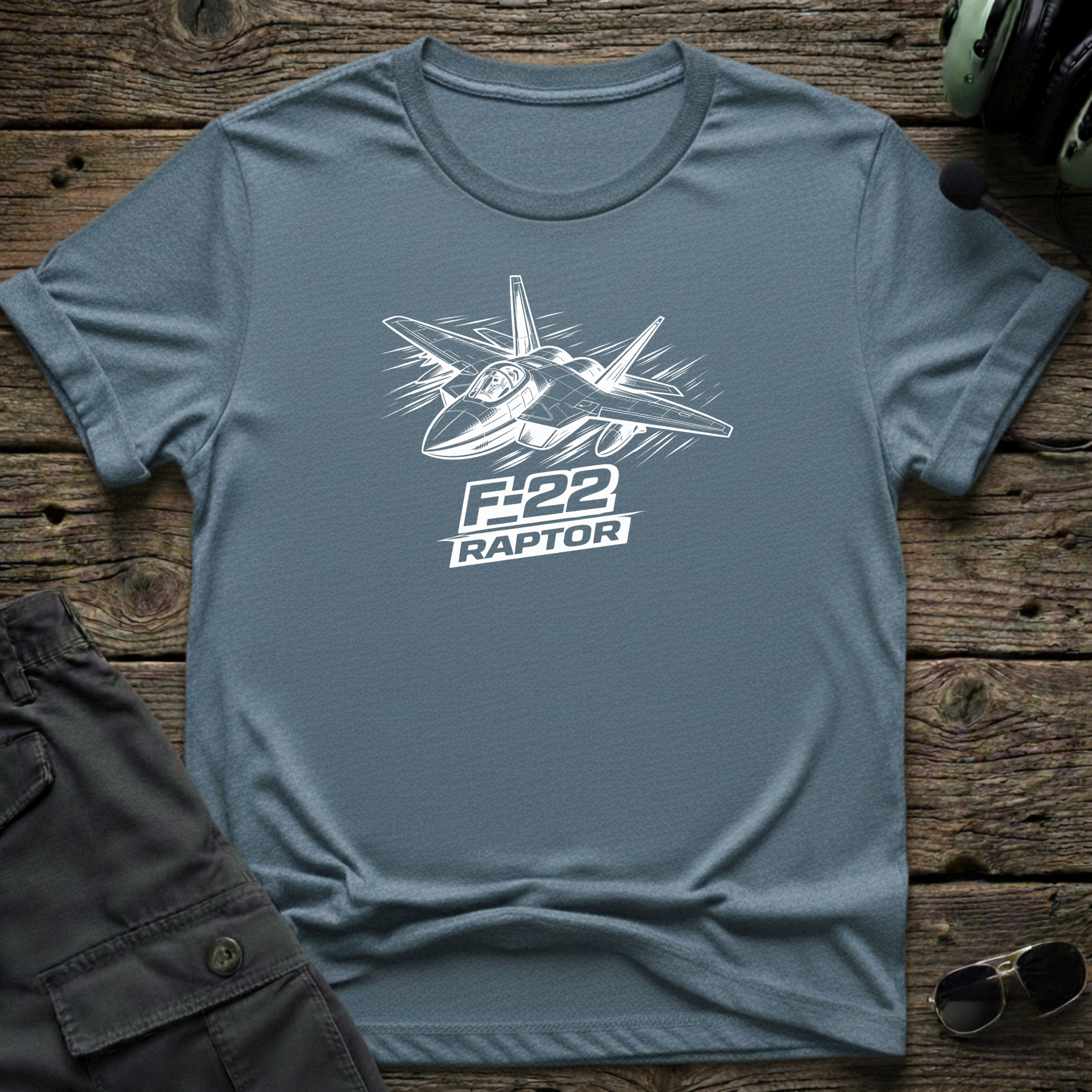 F-22 Raptor Line Art T-shirt — aviation apparel