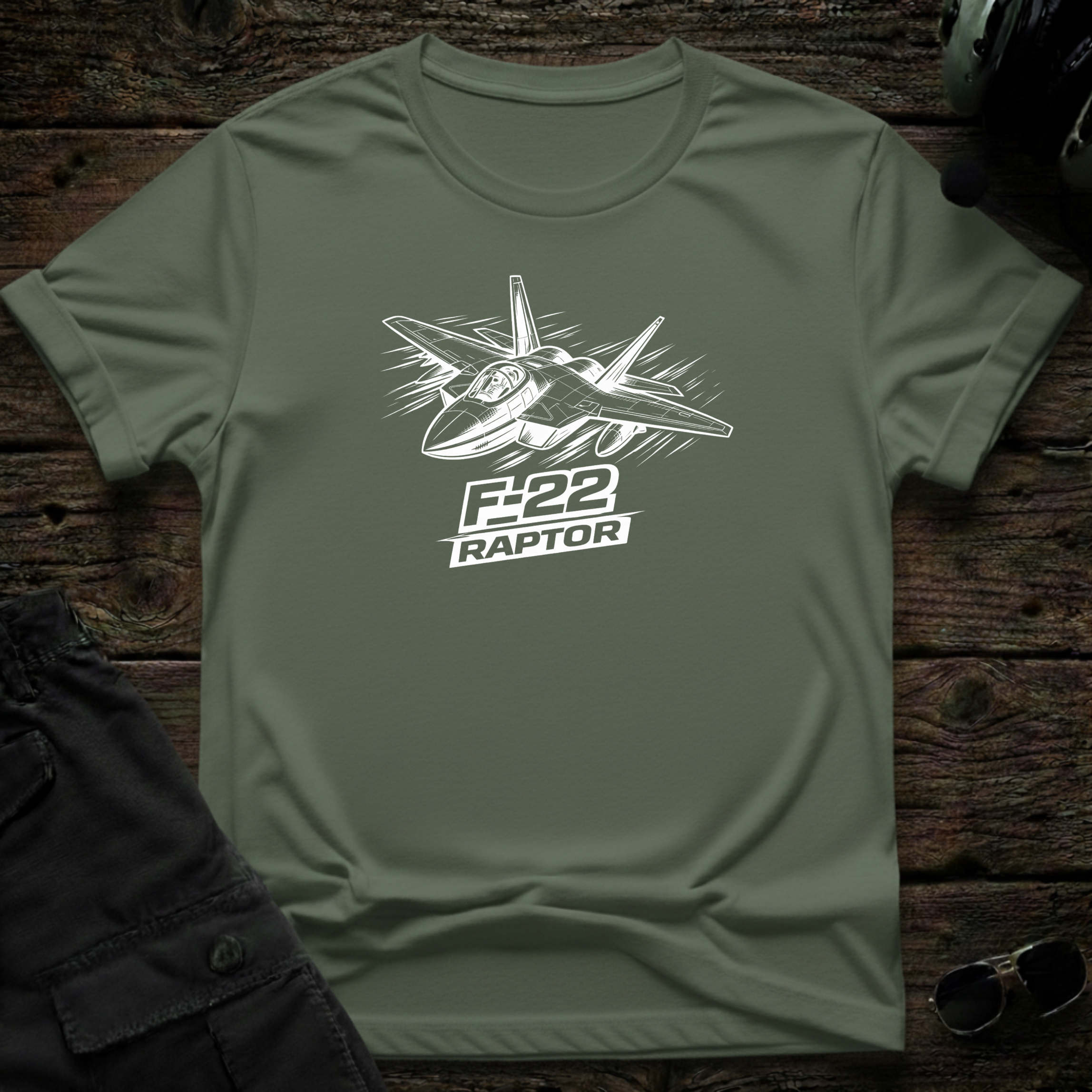 F-22 Raptor Line Art front view - premium aviation tee for pilots