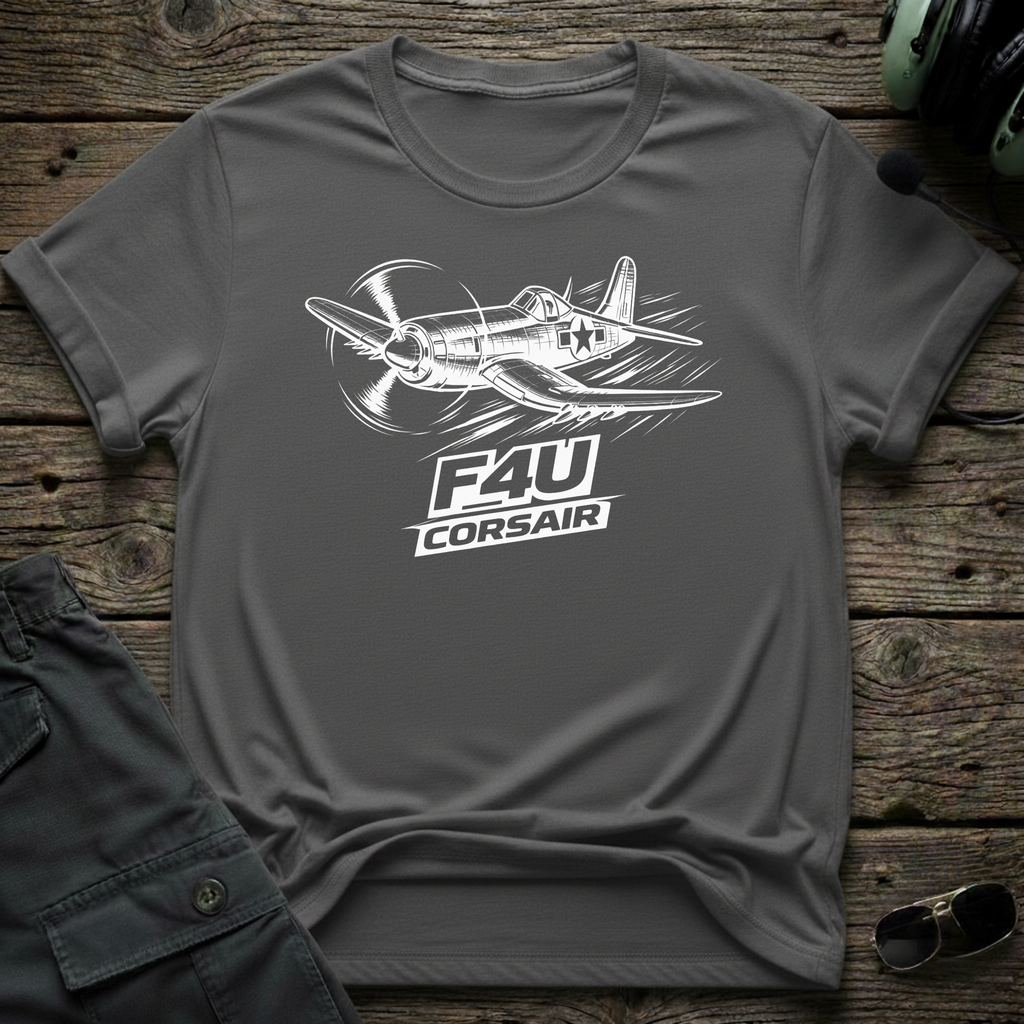 F4U Corsair Line Art - Cleared4Tees premium aviation apparel