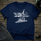F-16 Falcon Line Art lifestyle shot - Gildan 64000 ring-spun cotton aviation shirt