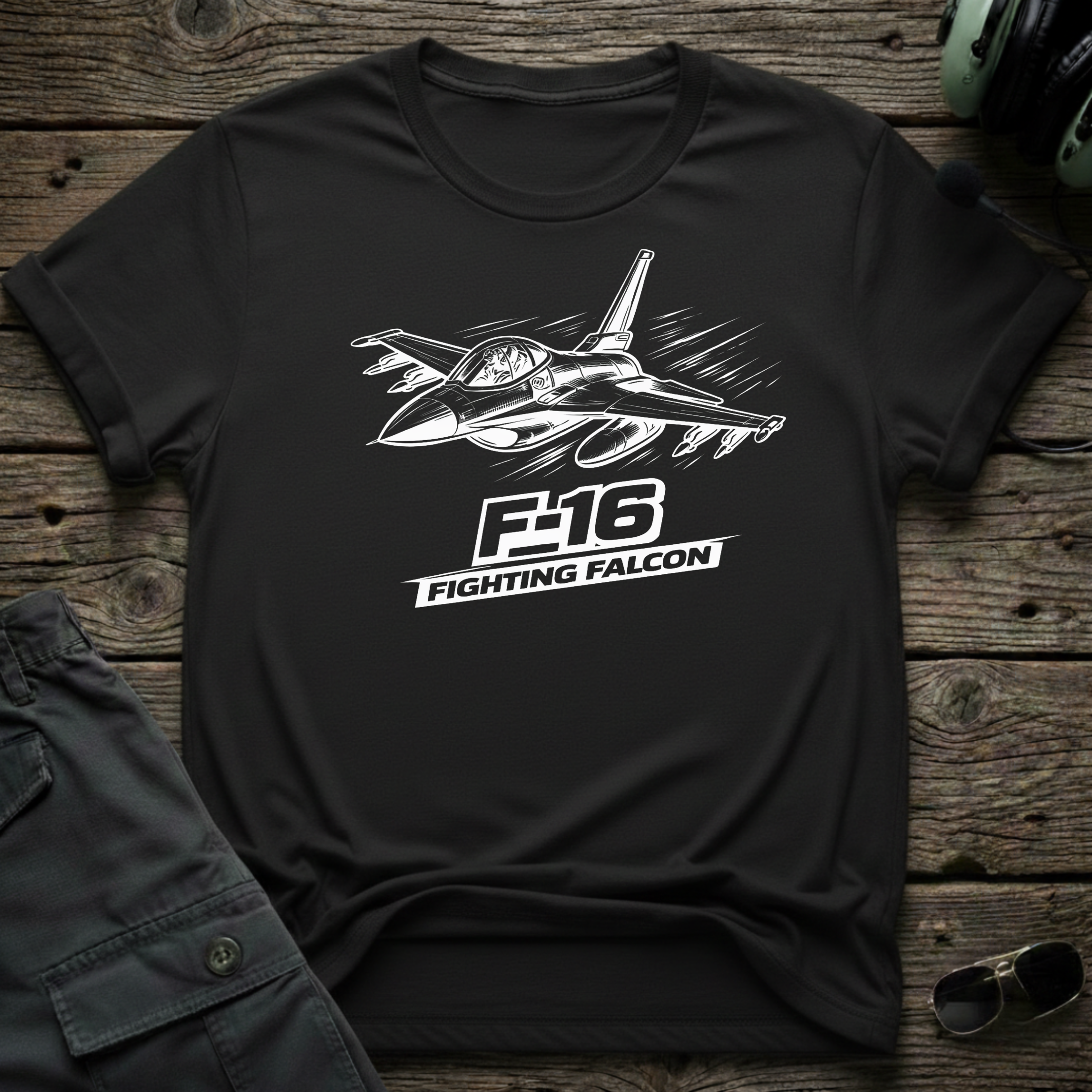 F-16 Falcon Line Art T-shirt — aviation t-shirt