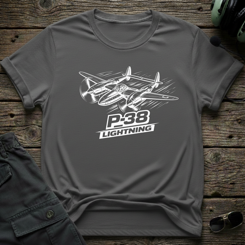 P-38 Lightning Line Art T-shirt — aviation t-shirt