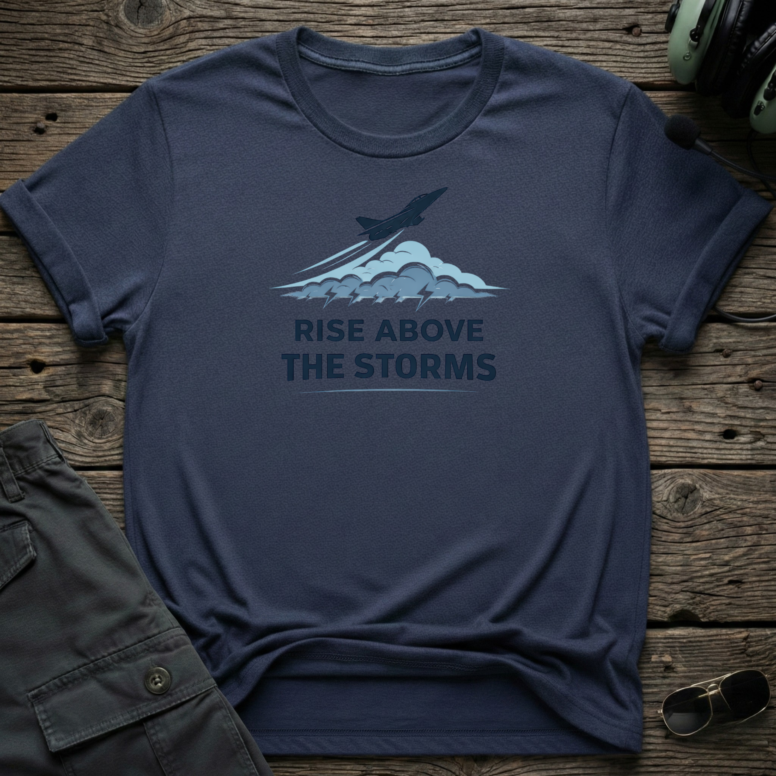 Rise Above The Storms - Cleared4Tees premium aviation apparel