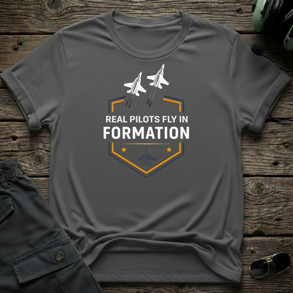 Real Pilots Fly In Formation front view - premium aviation tee for pilots