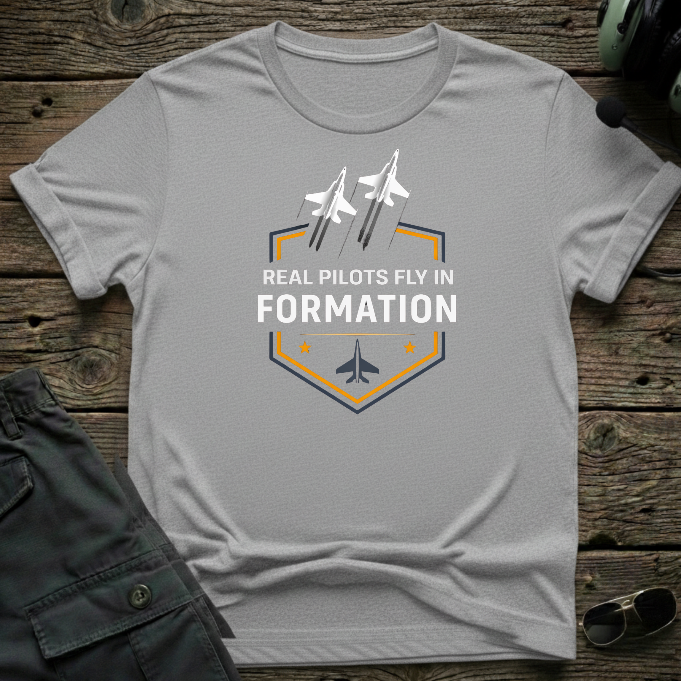 Real Pilots Fly In Formation T-shirt — aviation apparel