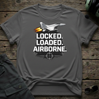 Locked and Loaded front view - premium aviation tee for pilots