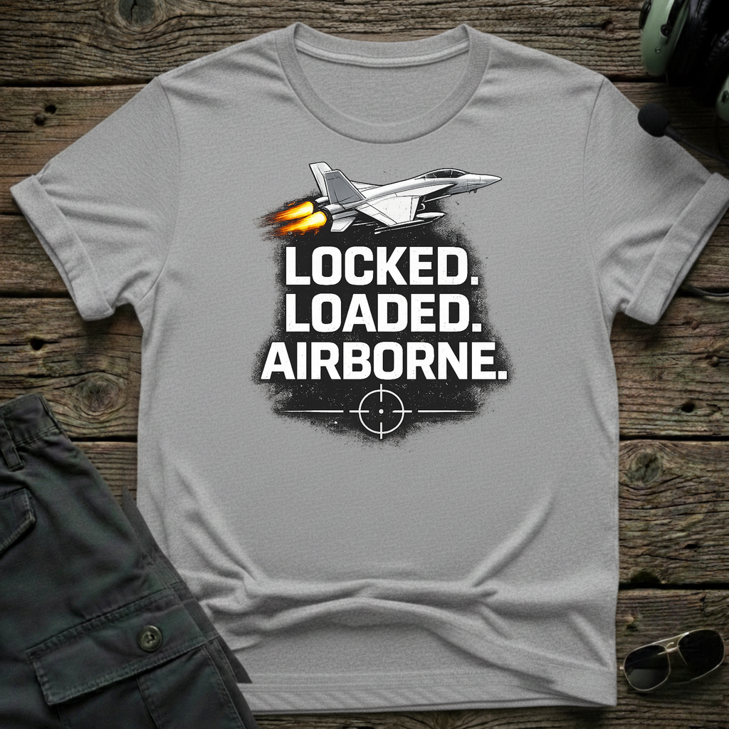 Locked and Loaded lifestyle shot - Gildan 64000 ring-spun cotton aviation shirt