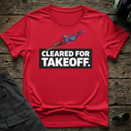 Jet Cleared For Takeoff lifestyle shot - Gildan 64000 ring-spun cotton aviation shirt