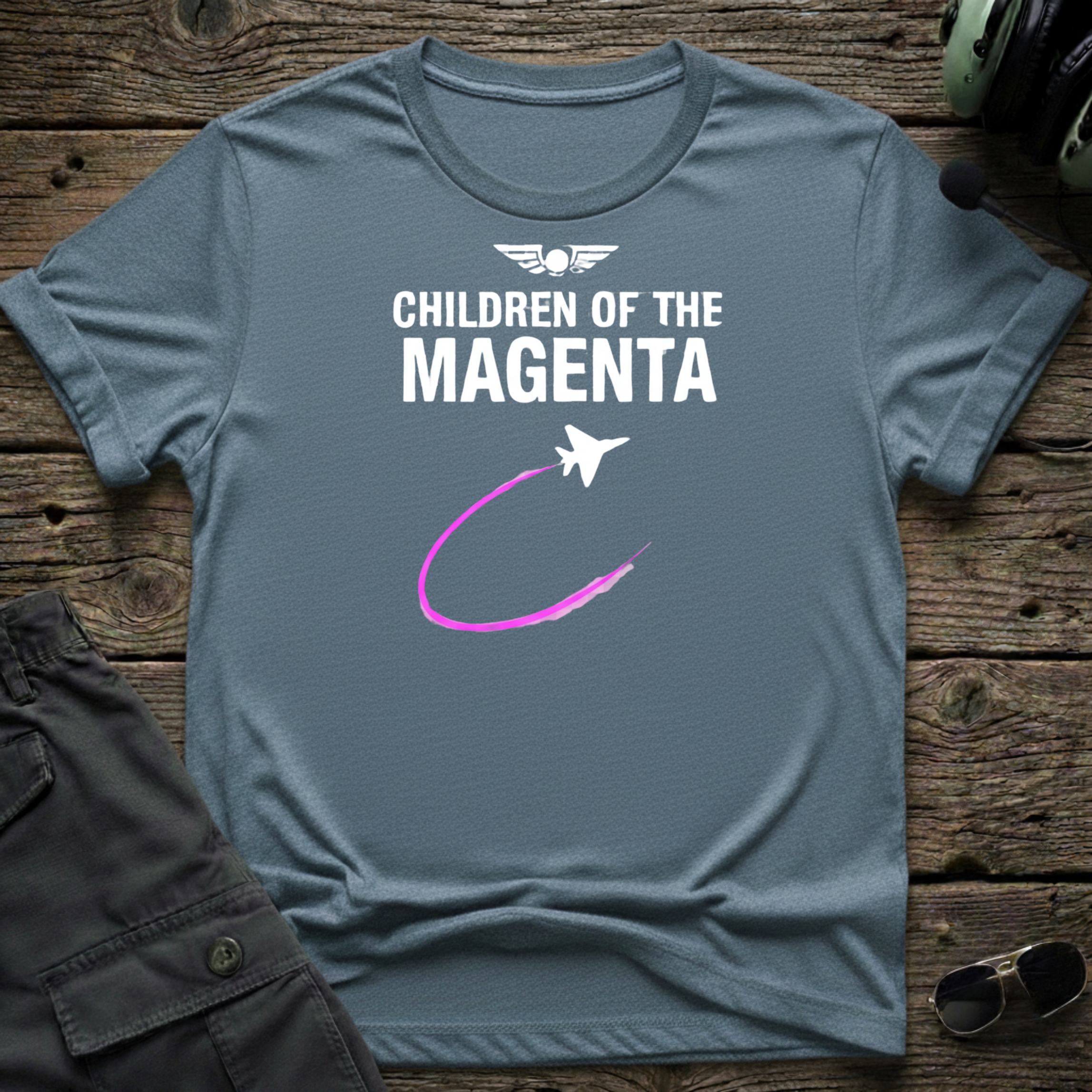 Children of The Magenta lifestyle shot - Gildan 64000 ring-spun cotton aviation shirt