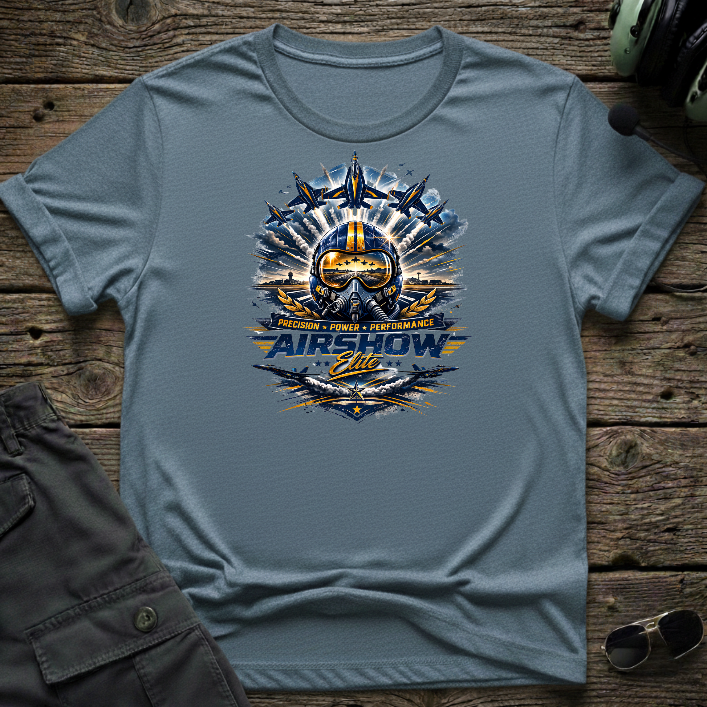Airshow Elite lifestyle shot - Gildan 64000 ring-spun cotton aviation shirt