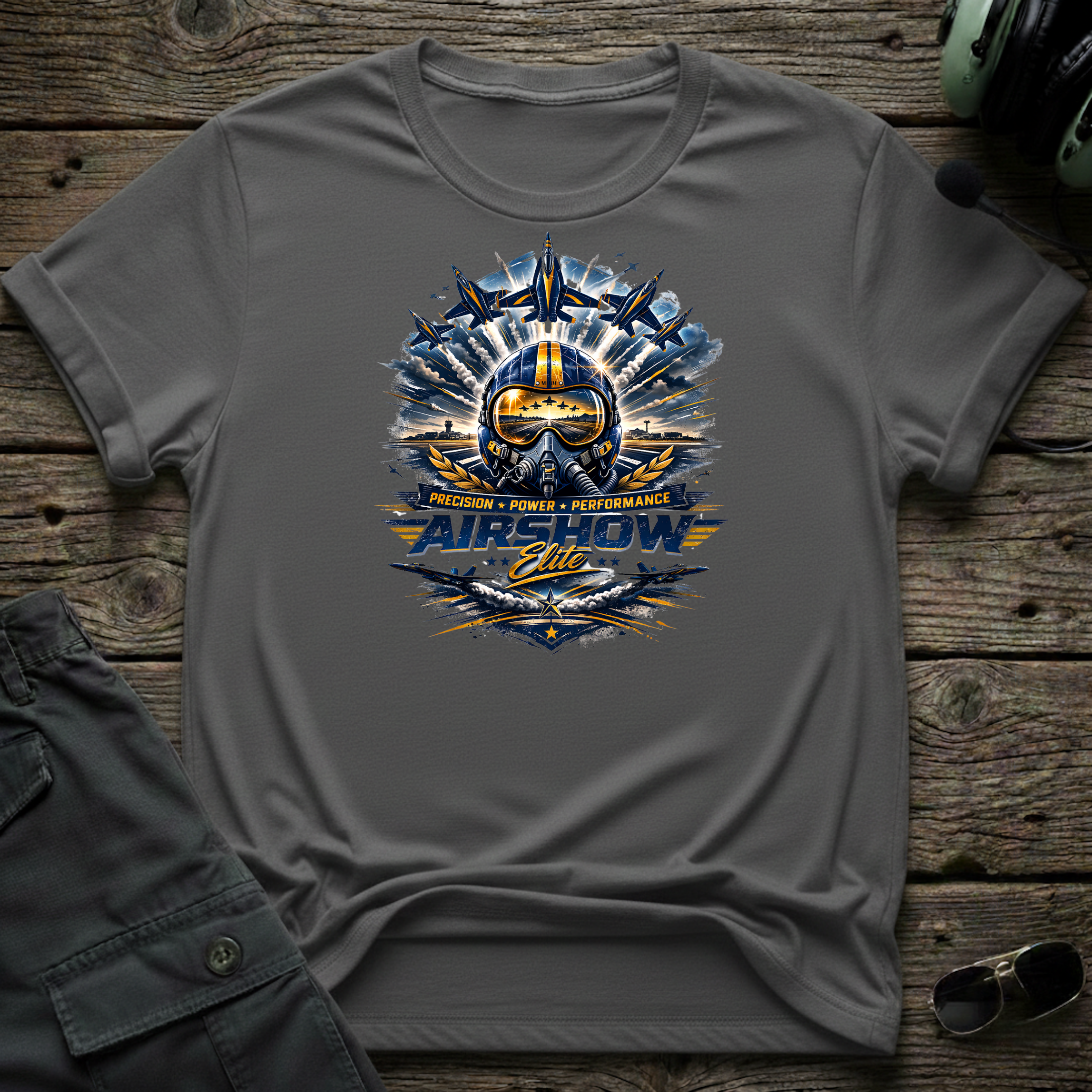 Airshow Elite front view - premium aviation tee for pilots