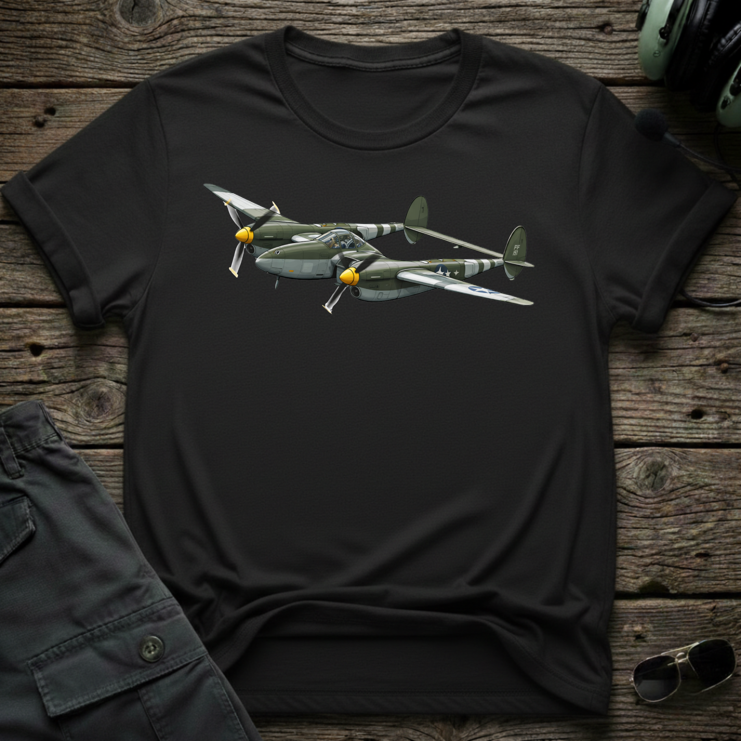 Lightning Strikes Twice lifestyle shot - Gildan 64000 ring-spun cotton aviation shirt