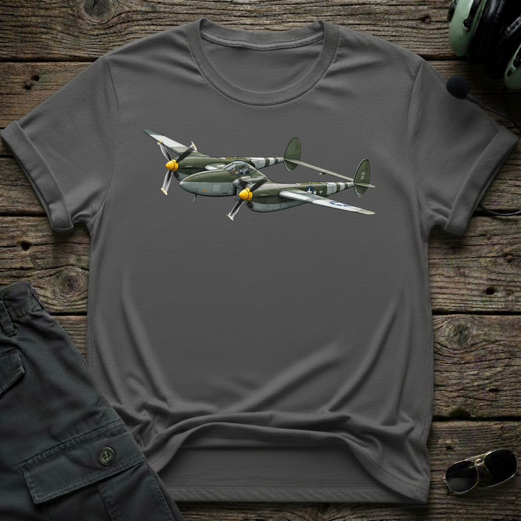Lightning Strikes Twice front view - premium aviation tee for pilots