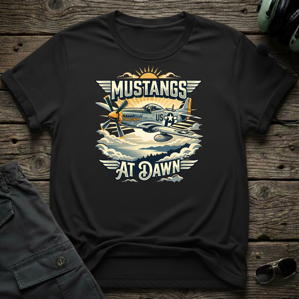 Mustangs at Dawn T-shirt — aviation apparel