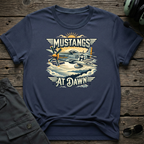 Mustangs at Dawn lifestyle shot - Gildan 64000 ring-spun cotton aviation shirt