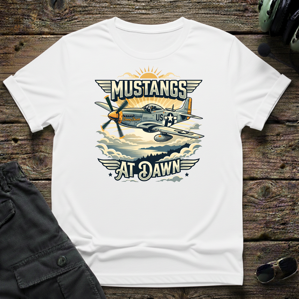 Mustangs at Dawn unisex t-shirt - perfect gift for aviation lovers