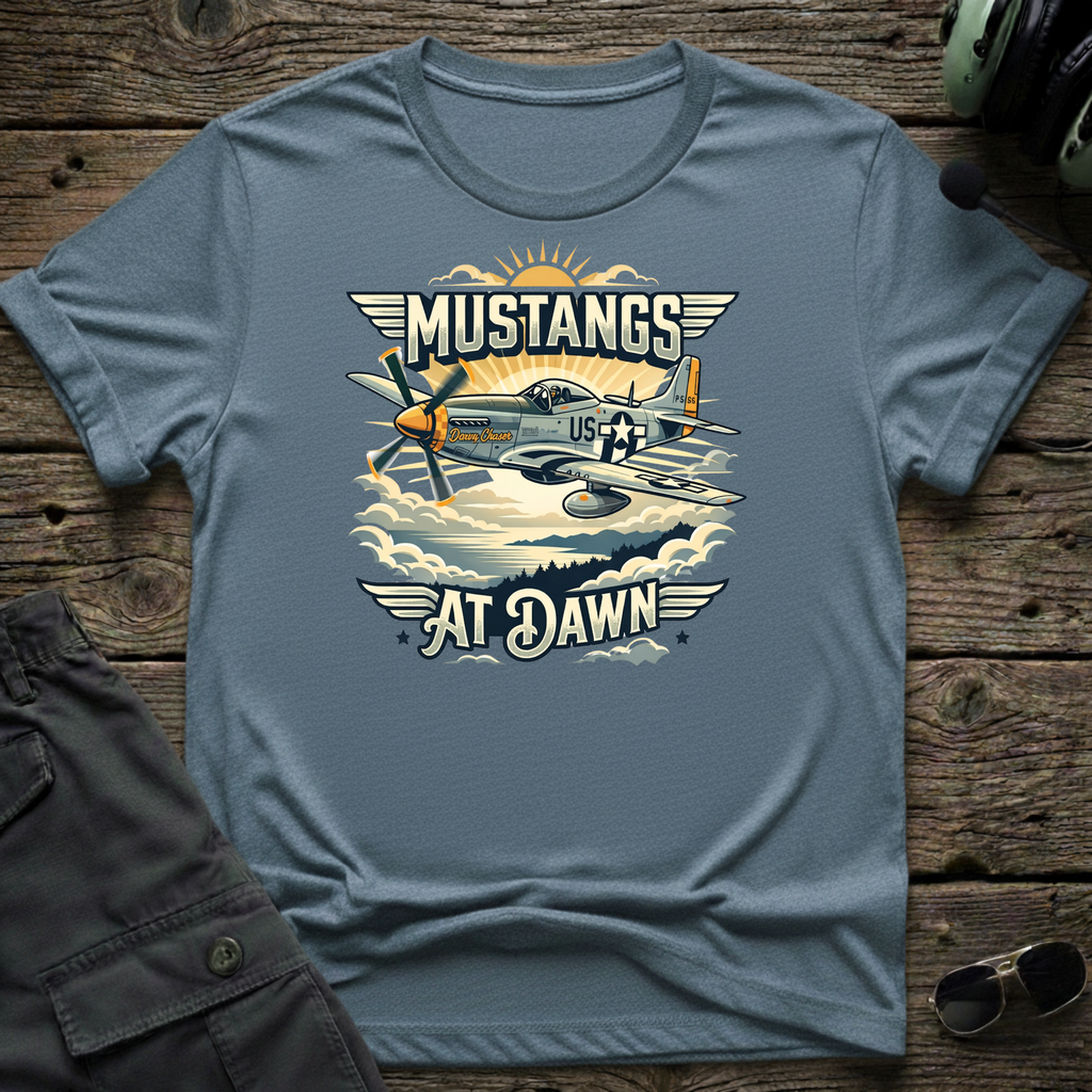 Mustangs at Dawn T-shirt — aviation apparel