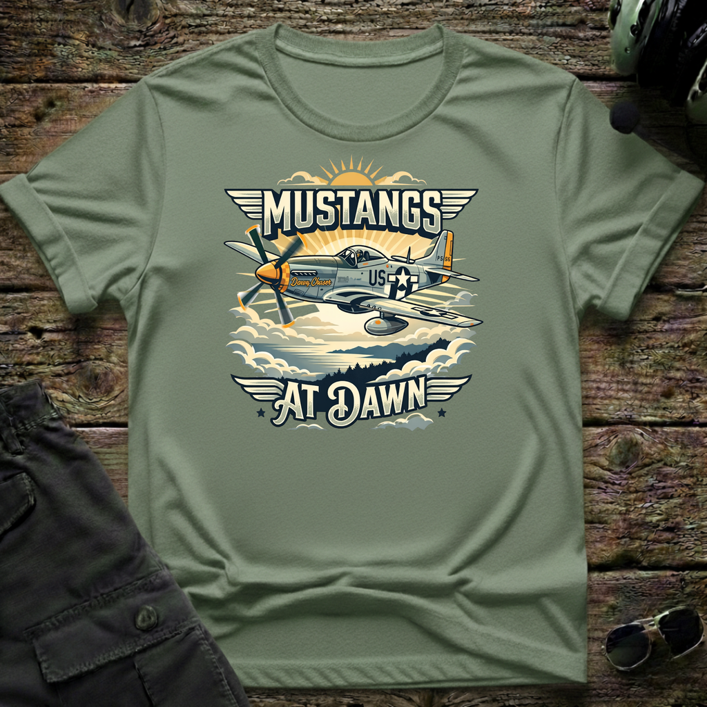 Mustangs at Dawn T-shirt — aviation t-shirt