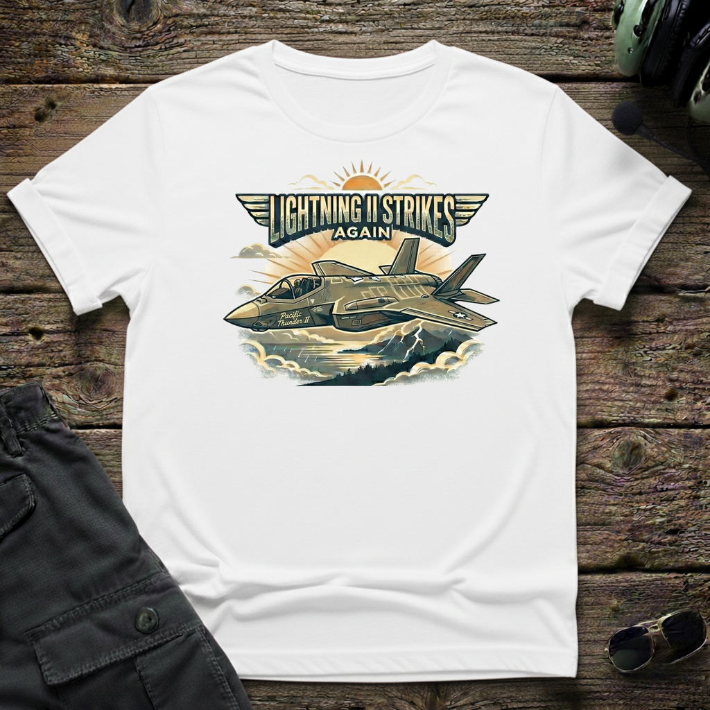 Lightning II Strikes unisex t-shirt - perfect gift for aviation lovers