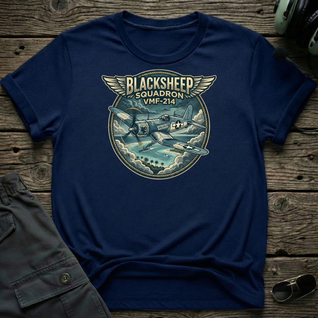 BlackSheep Squadron T-shirt - premium gift for WWII aviation and Pappy Boyington fans