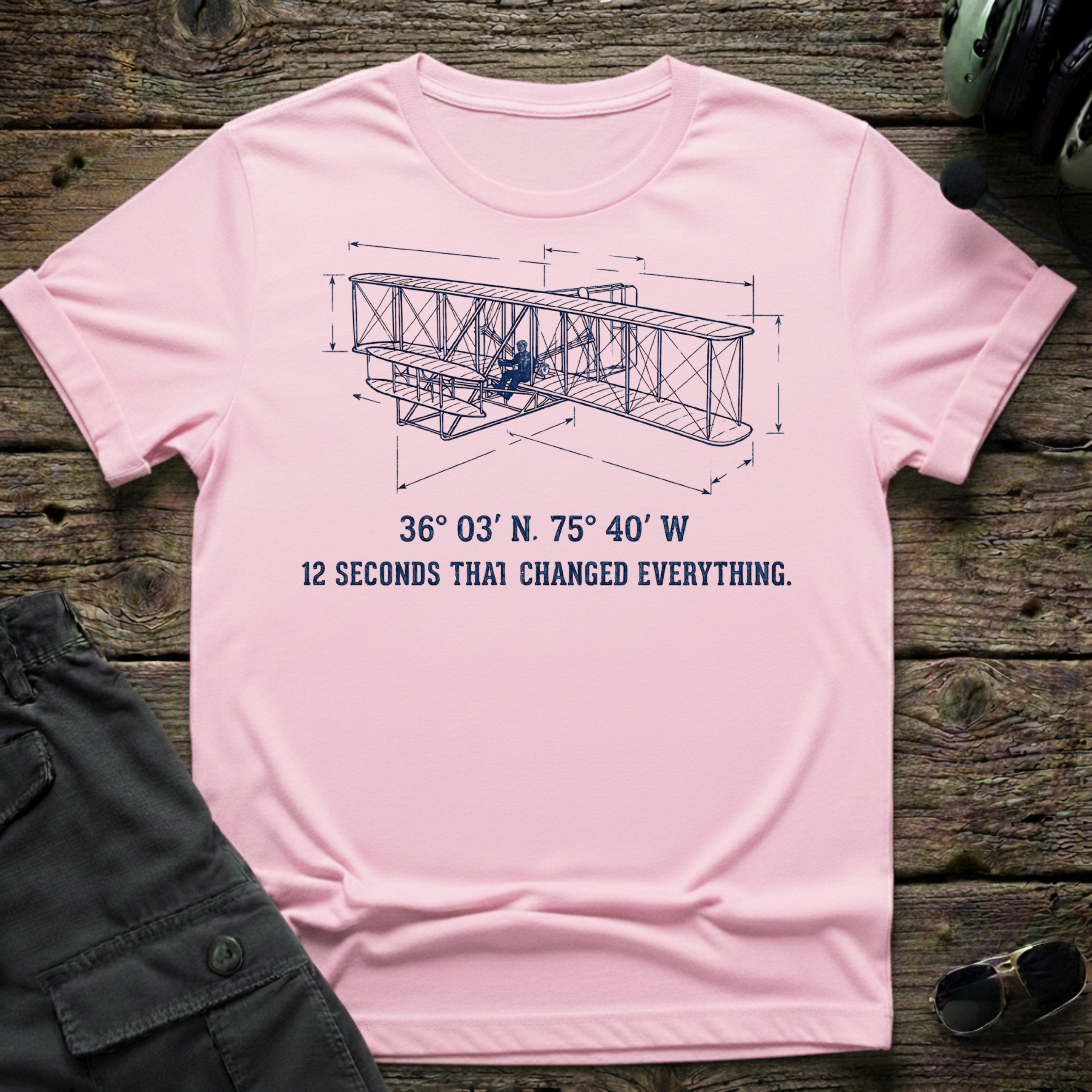 12 Seconds of History lifestyle shot - Gildan 64000 ring-spun cotton aviation shirt