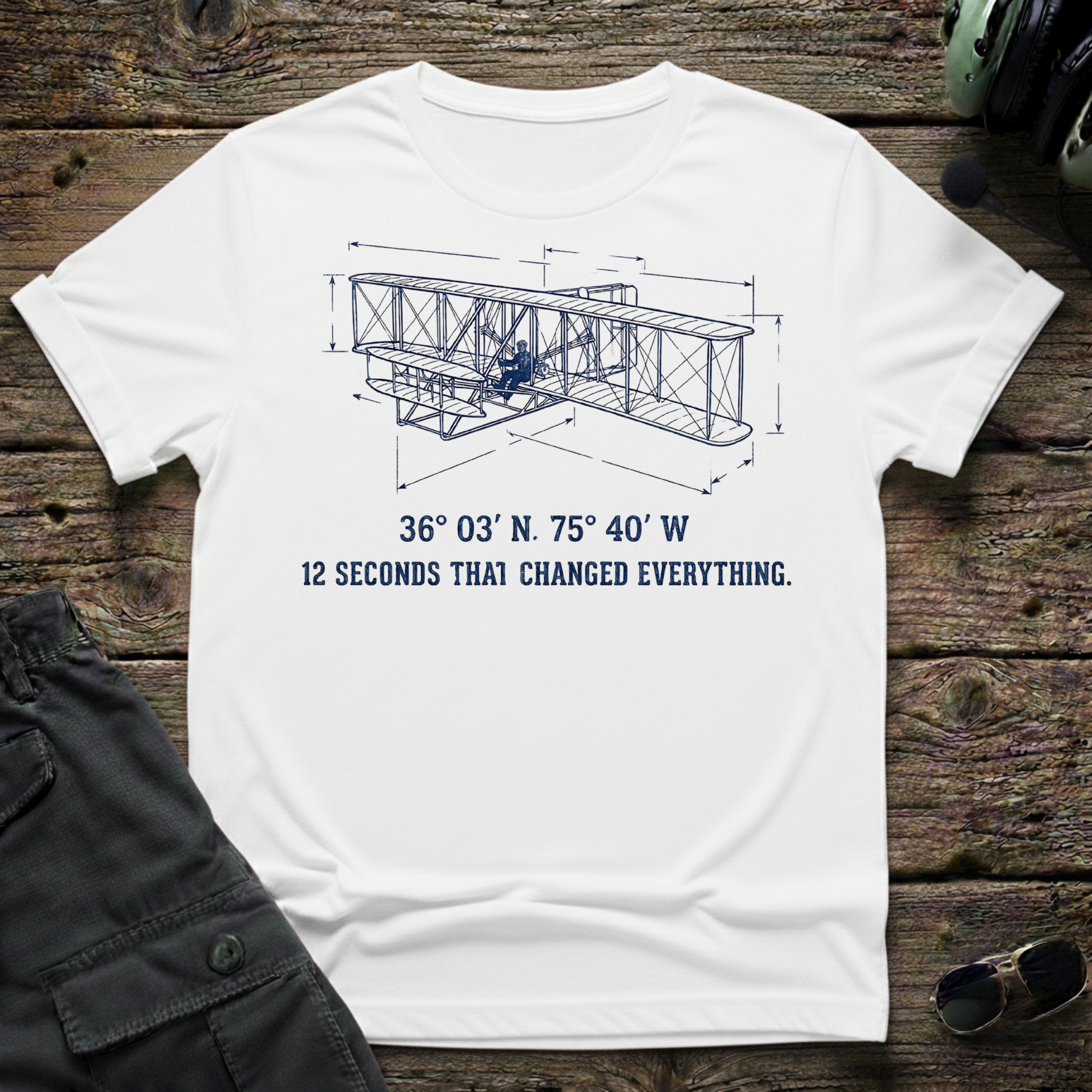 12 Seconds of History T-shirt — aviation t-shirt