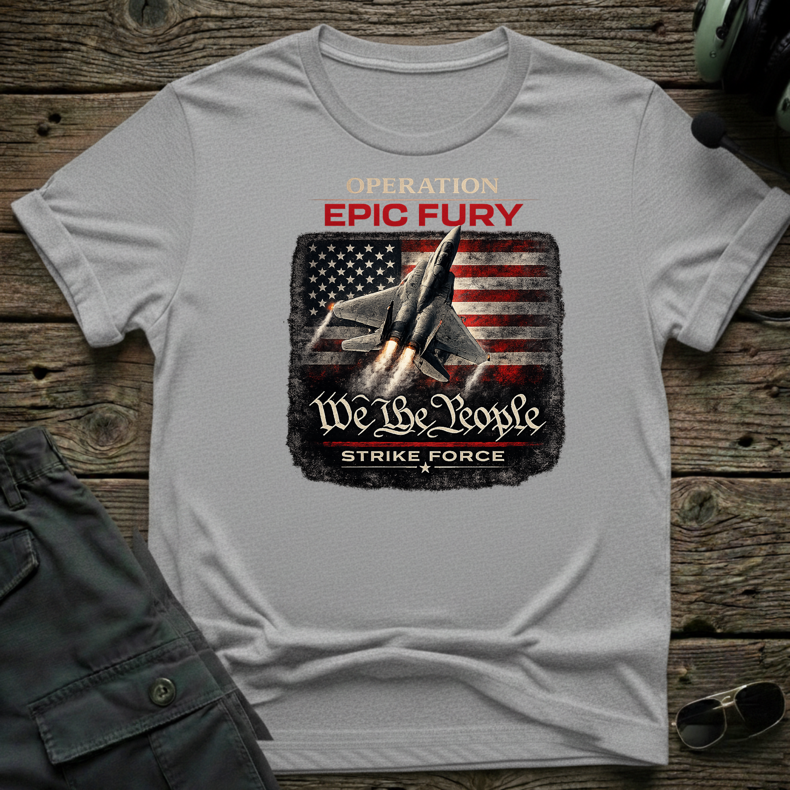 Epic Fury Strike Force lifestyle shot - Gildan 64000 ring-spun cotton aviation shirt