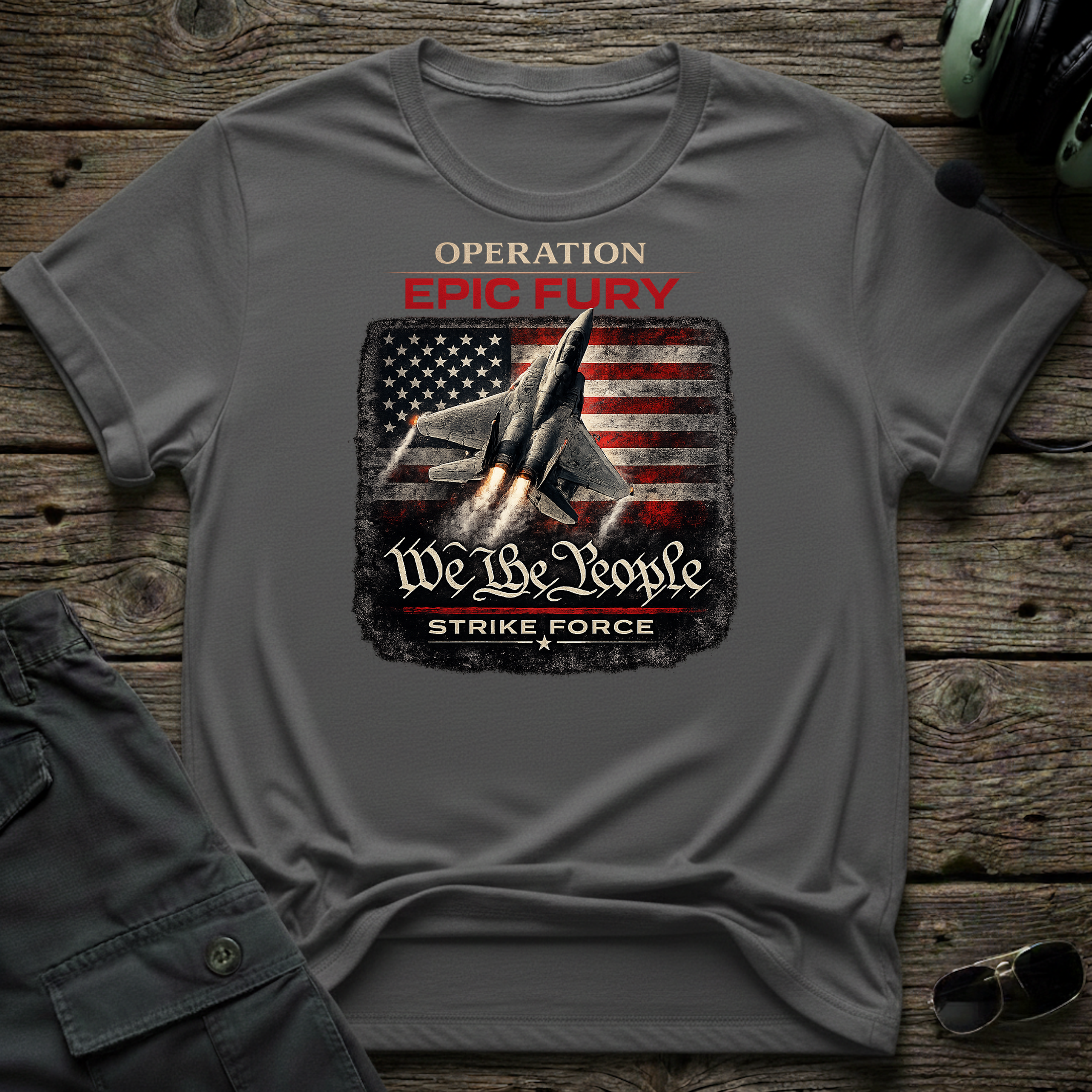Epic Fury Strike Force front view - premium aviation tee for pilots
