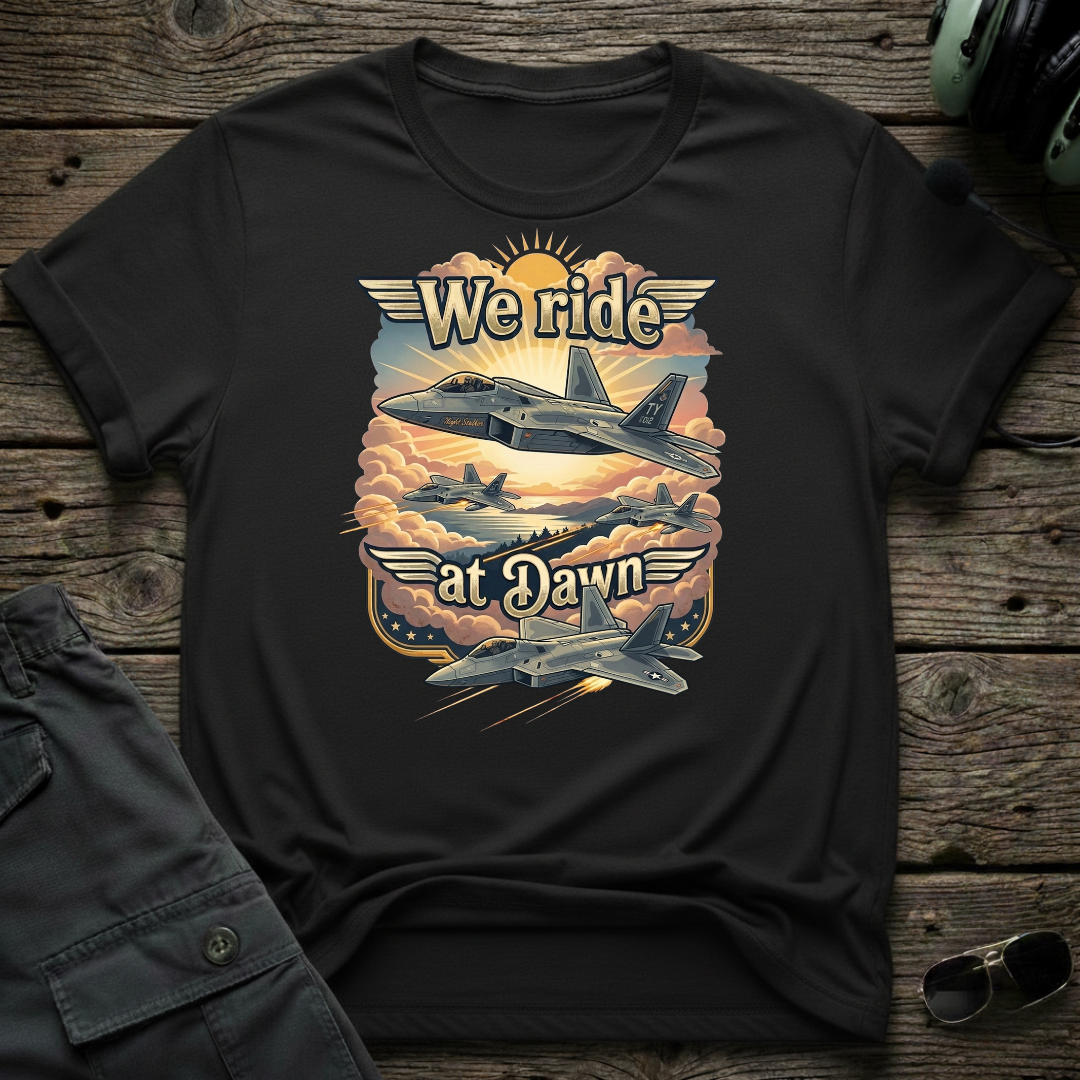 F22 Dawn lifestyle shot - Gildan 64000 ring-spun cotton aviation shirt