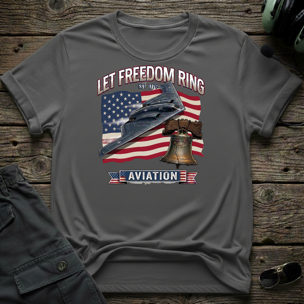 Let Freedom Ring front view - premium aviation tee for pilots