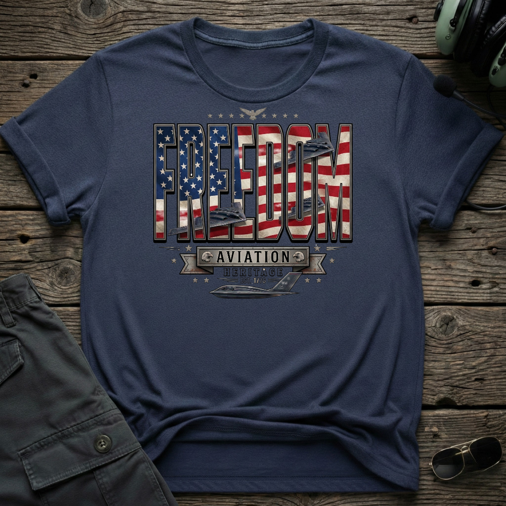 Freedom Flag T-shirt - 4th of July aviation gift for pilots and freedom lovers