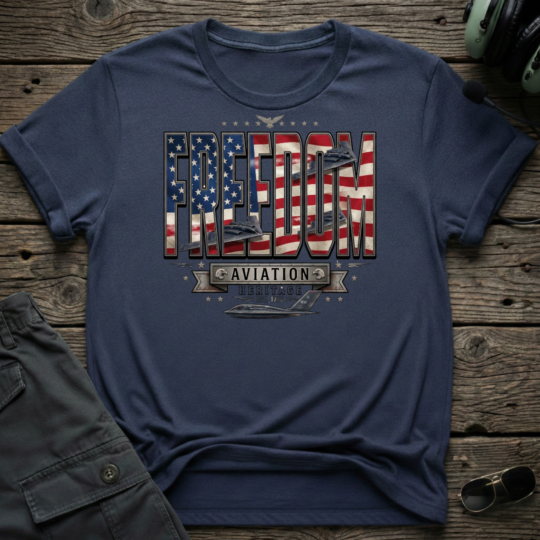 Freedom Flag T-shirt - 4th of July aviation gift for pilots and freedom lovers
