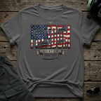 Freedom Flag T-shirt - patriotic aviation shirt with American flag and aircraft design